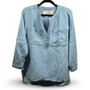 Bella Dahl Long Sleeve Pocket Henley Size Small Boho Western Country Prairie